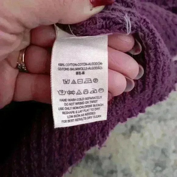 Free People Women'sPurple Sunset Waffle Knit Cold Shoulder Long Sleeve Sweater S - Picture 11 of 13